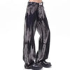 2000s Sleek Dark Black Batik Wide Denim