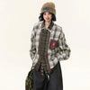 Mixed Check Panel Long Sleeve Shirt