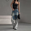Faded Mosaic Bell Leg Denim Trousers