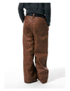 Luxe Mocha Leather Wide-Leg