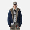 2000s Quilted Classic Fur Hooded Denim Jacket