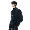 Tonal Contrast Embroidered Lapel Top