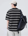 Chic Unstructured Fit Bar-Print with Front Pocket T-Shirt