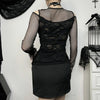 Noir Shadow-Print Frayed Fishnet Mosaic T-Shirt