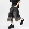 Modern Woodland Printed Relaxed Cropped Denim Shorts