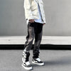 Black Gray Western Style Stitched Stacked Denim