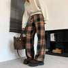 Plaid Drape Straight Trousers