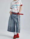 Heritage Wash Botanical Print Denim Shorts
