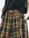 Yellow Black Check Elastic Trousers