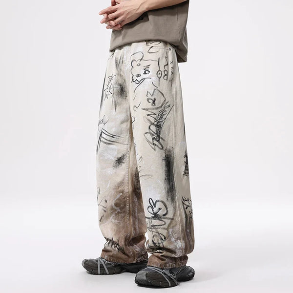 Metro Western Graphic Torn Relaxed Bell Leg Denim alternatif görünüm