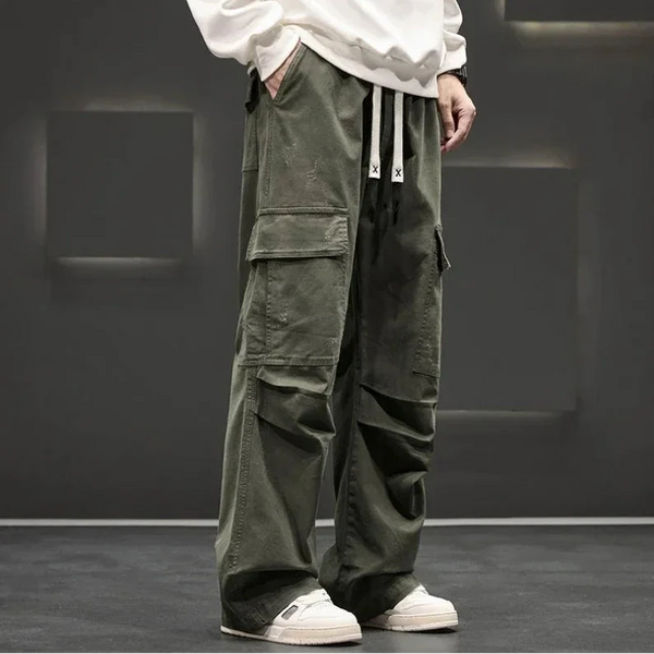 Neutral Relaxed Wide Leg Street Pants