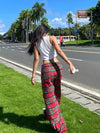 Red Block Plaid Ripped Trousers