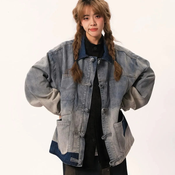 Eastern Classic Spliced Relaxed Denim Jacket alternatif görünüm