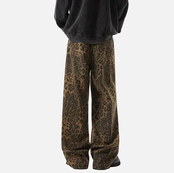 Metro Wild Print Bell Leg Denim alternatif görünüm