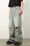 High End Blue Relaxed Torn Denim