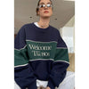 Time-Worn Letter Print Wide-Body Sweatshirt