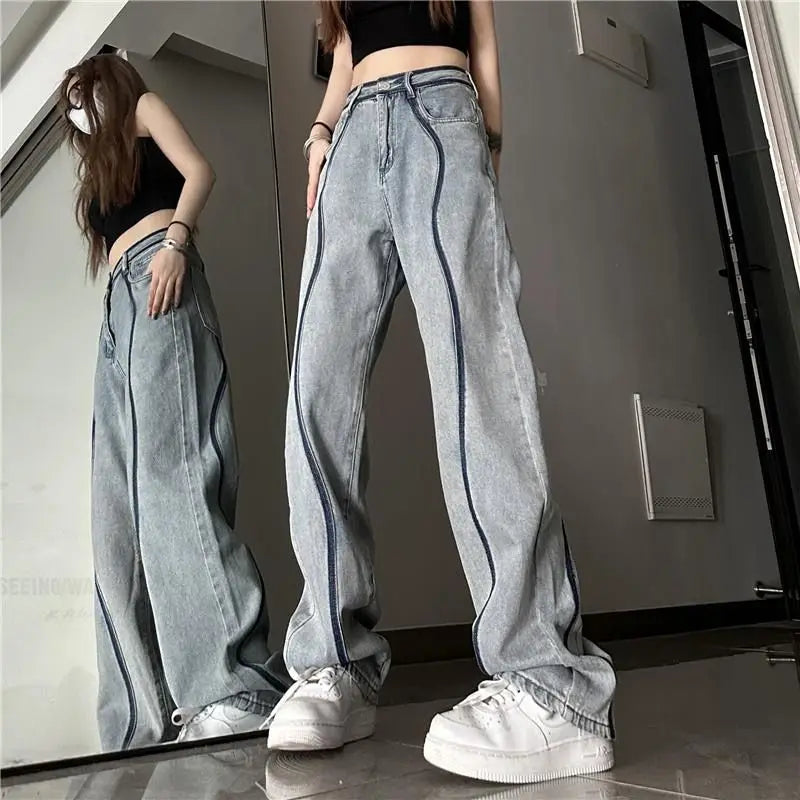 High Waisted Panelled Classic Leg Denim