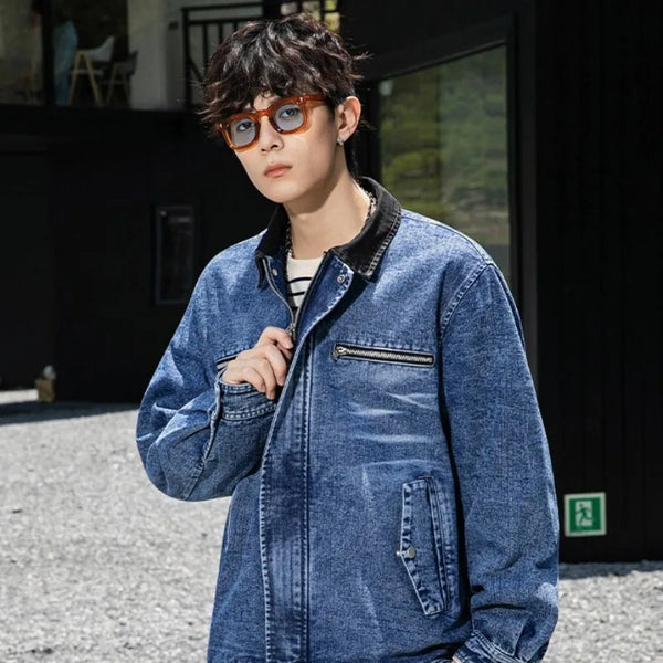 Trendy Western Moto Denim Jacket alternatif görünüm
