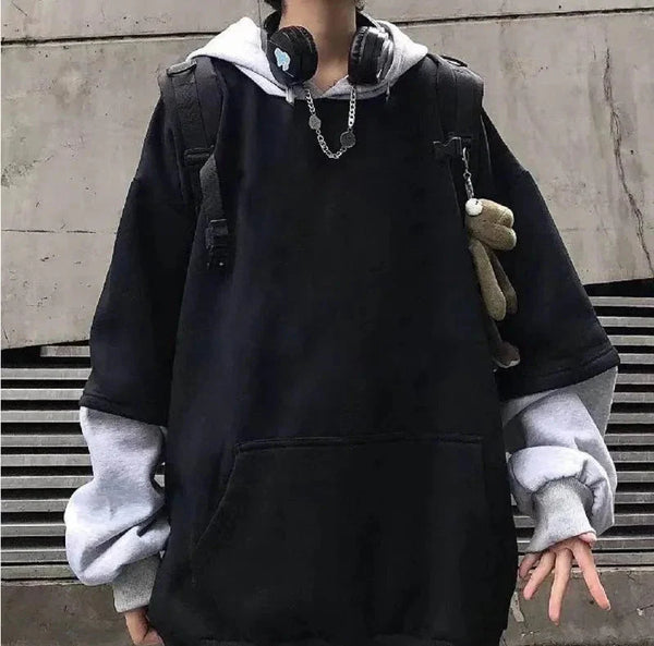2000s Metro Dark Oversized Mosaic Sweatshirt alternatif görünüm
