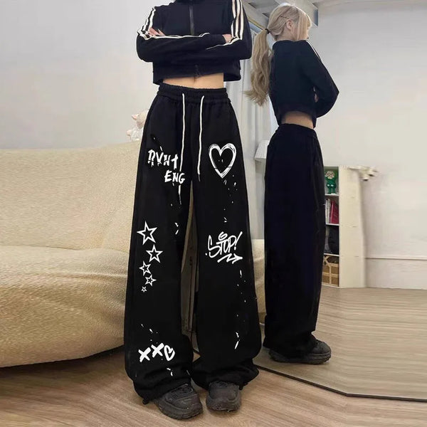 Graffiti Sweatpants Wide-Leg alternatif görünüm