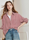 Retro Plaid Womens Long Sleeve Blouse