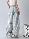 High-Rise Spliced Hollow Out Denim