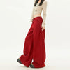 Modern Cute Oversized Red Relaxed Bell Leg Denim
