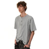 Polished Pure-Hue Color Short Sleeve Button T-Shirt