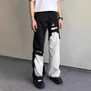 Irregular Stitching Black White Slim Denim