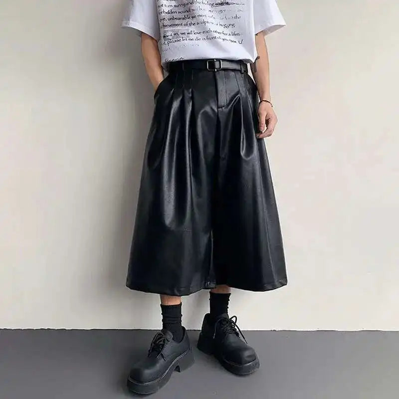 Sleek High Quality Seoul Leather Denim Shorts