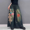 Heritage Chinese Style Peacock Stitchwork Denim