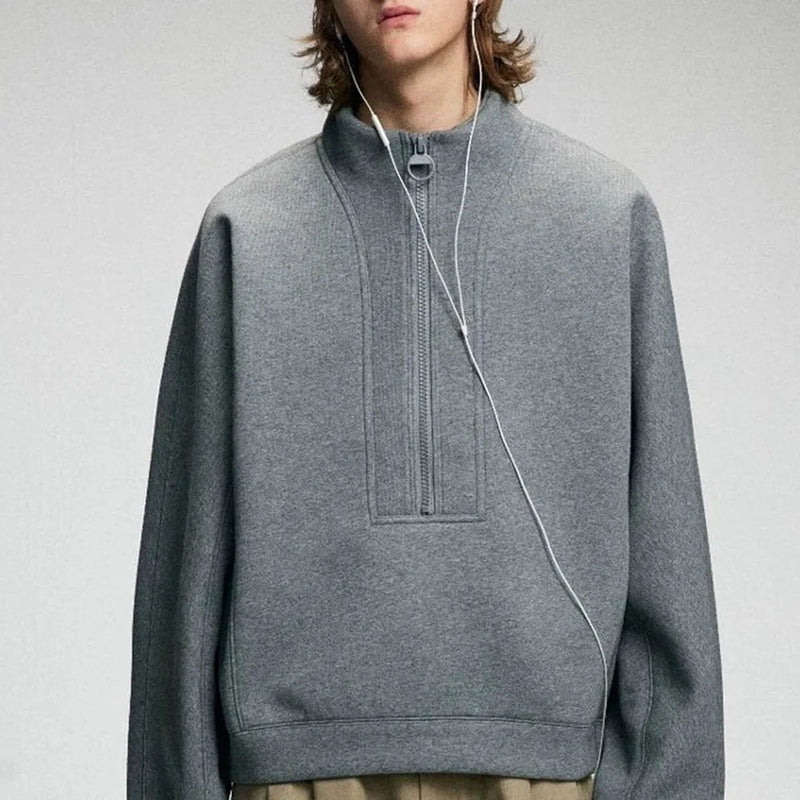 Solid Half-Zip Long Sleeve Top
