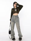 Raw Edge Washed Baggy Denim