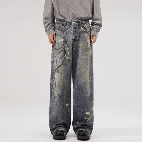 2000s Link Decoration Bell Leg Denim