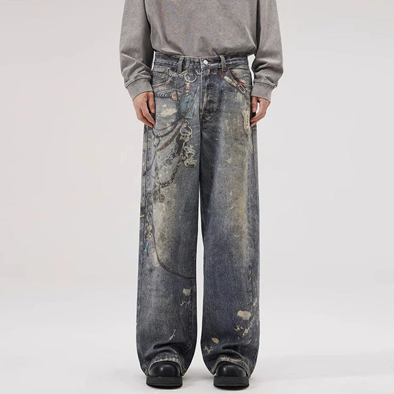2000s Link Decoration Bell Leg Denim