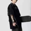 Letter Print Quilted Revival Trend Sport-Collar T-Shirt