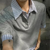 Men's Block-Style Slim Fit Multi-Stripe Placket-Neck T-Shirt