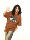 Retro-Faded Alphabet Print Breezy-Cut Cotton T-Shirt