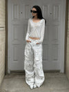 Women Edgy White Utility Denim