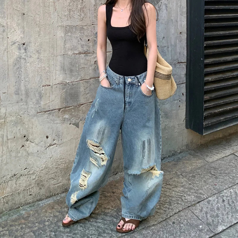 Heritage Western Style Classic Torn Relaxed Denim