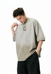Distress-Washed Print Throwback T-Shirt