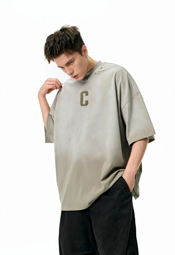 Distress-Washed Print Throwback T-Shirt alternatif görünüm