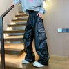 Moto Cargo Elastic Leather Trousers
