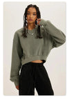 Kadın Crop Polar Sweatshirt, detay görünüm — Navra Wear