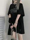 New-Millennium Black Dirty-Art Letter Print T-Shirt