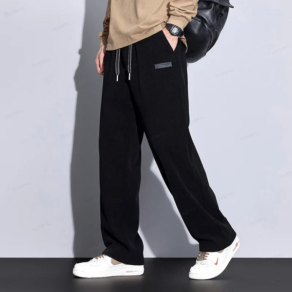 Elastic Baggy Straight Sweatpants