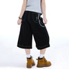 Contrast Timeless Color Wide Leg Denim Shorts