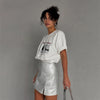 Soft Touch Letter Print Visual T-Shirt
