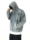 Breathable Mosaic Blue Wash Denim Sweatshirt