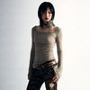 Model wearing the gray Cityscape Chic T-Shirt